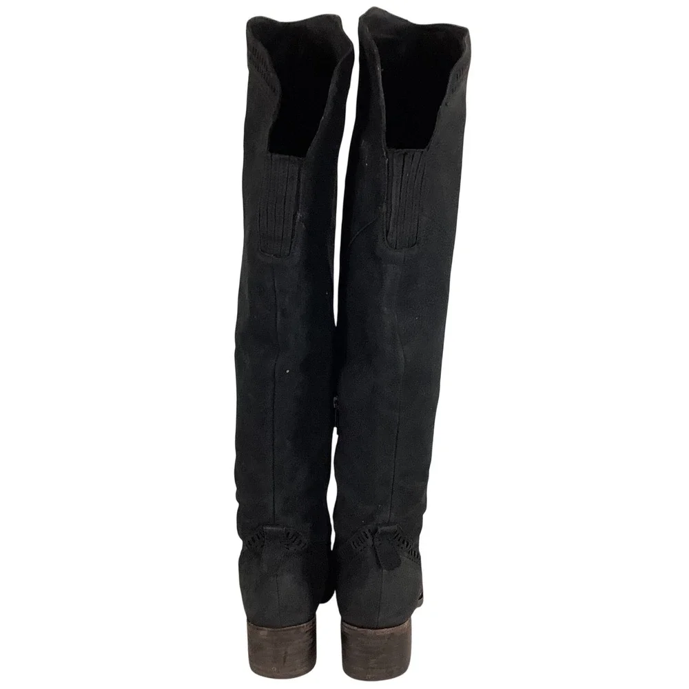 Vince Camuto Karinda Black Suede Over‎ The Knee Perforated Boots Womens 10M 40
